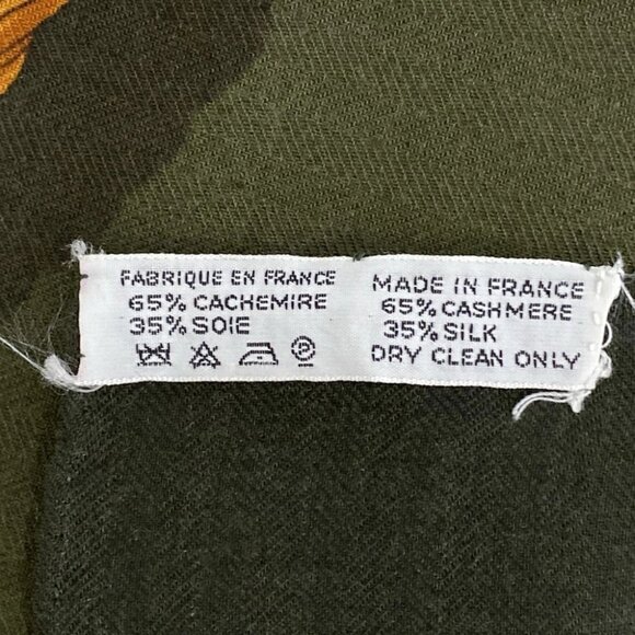 Auth HERMES Carre 140 - Khaki Brown Cashmere Silk Scarf - Picture 4 of 6